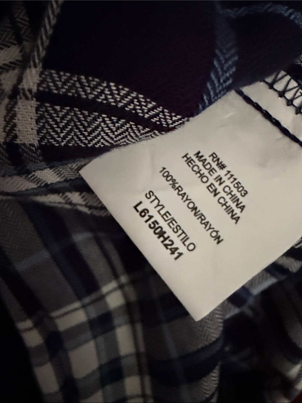 Lily White Navy, White & Light Blue Plaid Button-Front High Low Shirt - Picture 8 of 9